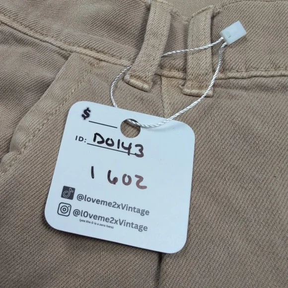 American Eagle Womens Wide Leg Crop Pants Pleated Khaki Stretch Size 14 - Picture 9 of 9